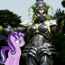 Size: 1356x1356 | Tagged: derpibooru import, metal alice, obligatory pony, power rangers megaforce, safe, starlight glimmer, tensou sentai goseiger, the cutie map