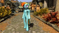 Size: 1920x1080 | Tagged: 3d, derpibooru import, mod, rainbow dash, safe, semi-anthro, skyrim, the elder scrolls, whiterun