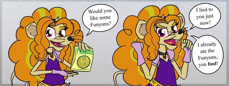 Size: 1523x576 | Tagged: adagio dazzle, adagio nibble, artist:ohohokapi, derpibooru import, funyuns, rat, safe, species swap