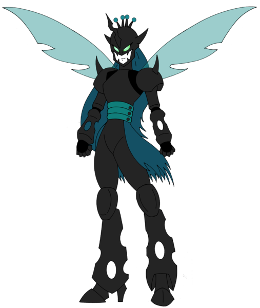 Size: 845x1000 | Tagged: artist:combatkaiser, crossover, derpibooru import, digimon, digimonized, ladydevimon, queen chrysalis, safe, simple background, transparent background