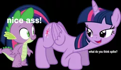 Size: 2616x1528 | Tagged: suggestive, derpibooru import, edit, spike, twilight sparkle, twilight sparkle (alicorn), alicorn, pony, castle sweet castle, cutie mark, eyes on the prize, female, foalcon, male, mare, shipping, smiling, straight, twilight is a foal fiddler, twispike