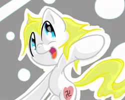 Size: 999x799 | Tagged: safe, artist:majorleaguepony101, derpibooru import, oc, oc:aryanne, unofficial characters only, earth pony, pony, cartoony, cute, female, happy, heart, heart eyes, heil, looking up, nazi, salute, smiling, solo, swastika, wingding eyes