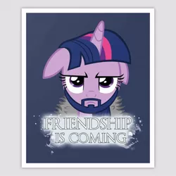 Size: 630x630 | Tagged: artist:alexstrazse, beard, crossover, derpibooru import, edit, floppy ears, game of thrones, head, safe, solo, tanks for the memories, twilight sparkle, twilight starkle, winter is coming