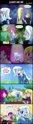 Size: 800x2984 | Tagged: safe, artist:uotapo, derpibooru import, fuchsia blush, lavender lace, snails, snips, trixie, equestria girls, background human, blushing, comic, crying, dialogue, female, food, gibberish, grill, image, japanese, jpeg, meat, moon runes, open mouth, shoujo sparkles, speech bubble, steak, teary eyes, trixie and the illusions, tsundere, tsunderixie