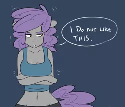 Size: 1280x1093 | Tagged: alternate hairstyle, anthro, artist:somescrub, belly button, clothes, derpibooru import, explicit source, hugtastic pinkie pie, maudie pie, maud pie, midriff, safe, simple background, solo, tanktop, tumblr, unamused