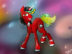 Size: 1024x768 | Tagged: safe, artist:rflzqt, derpibooru import, oc, oc:soundtrack, unofficial characters only, pony, unicorn, horn, male, stallion, tattoo
