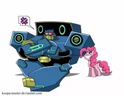 Size: 1800x1400 | Tagged: safe, artist:koopa-master, derpibooru import, pinkie pie, pony, crossover, cute, female, mare, soundwave, transformers, transformers animated