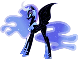 Size: 2931x2214 | Tagged: safe, artist:chris117, artist:lynne naylor, derpibooru import, nightmare moon, alicorn, pony, armor, concept art, ethereal mane, female, mare, simple background, solo, starry mane, transparent background, vector, what could have been