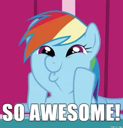 Size: 610x633 | Tagged: derpibooru import, image macro, meme, rainbow dash, safe, so awesome, solo