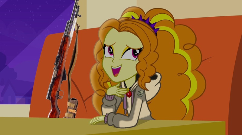 Size: 1280x714 | Tagged: safe, derpibooru import, edit, adagio dazzle, equestria girls, rainbow rocks, /k/, 1000 hours in ms paint, gorka, gun, ms paint, rifle, sks