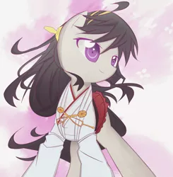 Size: 2584x2639 | Tagged: safe, artist:cyanaeolin, artist:vipeydashie, derpibooru import, octavia melody, earth pony, pony, abstract background, ahoge, clothes, collaboration, colored pupils, cosplay, haruna, kantai collection, shrunken pupils, solo