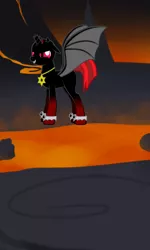Size: 480x800 | Tagged: safe, derpibooru import, oc, unofficial characters only, alicorn, bat pony, bat pony alicorn, pony, alicorn oc, broken horn, jewelry, joke oc, necklace, red and black oc, solo, star of david