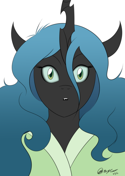 Size: 1024x1442 | Tagged: safe, artist:anbuelite5, derpibooru import, queen chrysalis, anthro, fanfic art, simple background, solo, transparent background