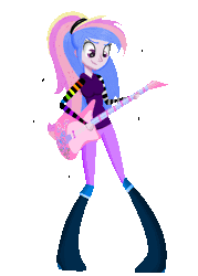 Size: 1904x2664 | Tagged: safe, artist:kasi-ona, derpibooru import, oc, oc:orient duetta wonder, unofficial characters only, equestria girls, animated, clothes, guitar, music, music notes, musical instrument, solo