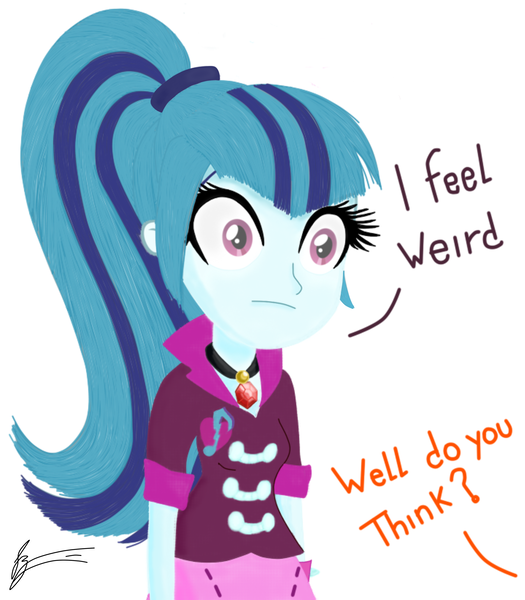 Size: 2800x3200 | Tagged: safe, artist:jessesmash32, derpibooru import, sonata dusk, equestria girls, dialogue, stare, starenata, thousand yard stare