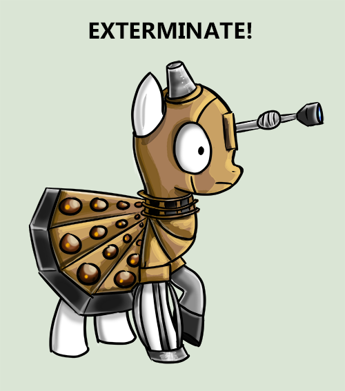 Size: 500x567 | Tagged: safe, artist:dearprincesscelestia, derpibooru import, ponified, dalek, doctor who, solo