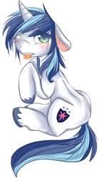 Size: 600x1083 | Tagged: safe, artist:starl, derpibooru import, shining armor, :p, blushing, cute, floppy ears, looking at you, looking back, raised hoof, shining adorable, simple background, sitting, solo, tongue out, transparent background