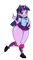 Size: 424x760 | Tagged: suggestive, artist:thearcano13, derpibooru import, twilight sparkle, equestria girls, breasts, clothes, horn, huge butt, plump, sexy, solo, thighlight sparkle, thunder thighs