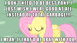 Size: 610x343 | Tagged: best pony, caption, derpibooru import, drama bait, edit, edited screencap, fluttershy, image macro, meme, safe, screencap, worst pony