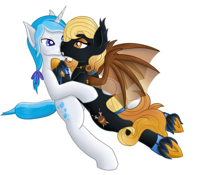 Size: 960x800 | Tagged: safe, artist:timid tracks, derpibooru import, oc, oc:bubble lee, oc:gent lee, oc:regina liliac, unofficial characters only, bat pony, pony, unicorn, cuddling, female, lying down, male, on back, rule 63, snuggling, straight