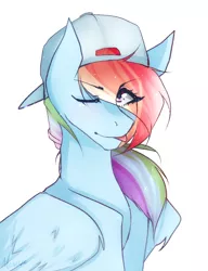 Size: 1800x2344 | Tagged: artist:cristate, derpibooru import, hat, :p, rainbow dash, safe, solo, wink