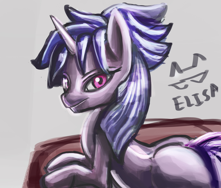 Size: 1980x1680 | Tagged: safe, artist:elisa, derpibooru import, twilight sparkle, twilight sparkle (alicorn), alicorn, pony, castle sweet castle, alternate hairstyle, female, mare, punklight sparkle, solo