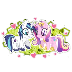 Size: 1024x1024 | Tagged: safe, artist:kazziepones, derpibooru import, princess cadance, shining armor, chibi, heart, heart eyes, horseshoes, simple background, transparent background, unshorn fetlocks, wingding eyes