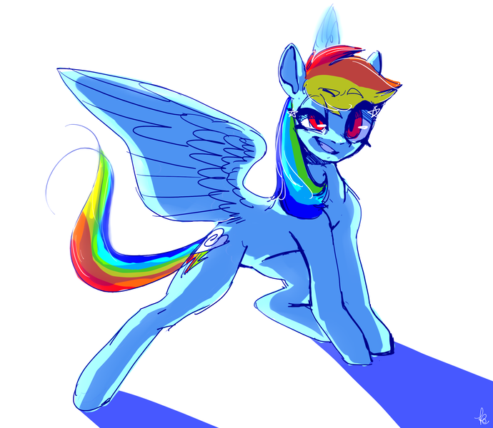 Size: 2300x2000 | Tagged: artist:dannie, backwards cutie mark, derpibooru import, dreamworks face, pixiv, rainbow dash, safe, solo