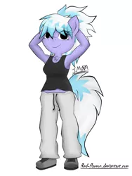 Size: 1024x1365 | Tagged: anthro, armpits, artist:red-flareon, clothes, cloudchaser, derpibooru import, midriff, safe, simple background, solo, tanktop, white background
