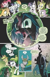 Size: 1046x1600 | Tagged: safe, derpibooru import, idw, official, applejack, fluttershy, queen chrysalis, rainbow dash, rarity, spike, twilight sparkle, changeling, changeling queen, earth pony, mule, pegasus, pony, unicorn, the return of queen chrysalis, spoiler:comic, comic, egmont, female, official comic, polish, preview, translation, unicorn twilight