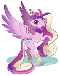 Size: 813x1024 | Tagged: artist:feh-rodrigues, derpibooru import, looking at you, princess cadance, rearing, safe, simple background, solo, spread wings, transparent background