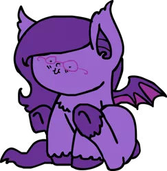 Size: 1039x1069 | Tagged: safe, artist:ravenquill, derpibooru import, oc, oc:raven quill, unofficial characters only, bat pony, pony, blushing, chibi, derp, female, filly, simple background, solo, transparent background, unshorn fetlocks