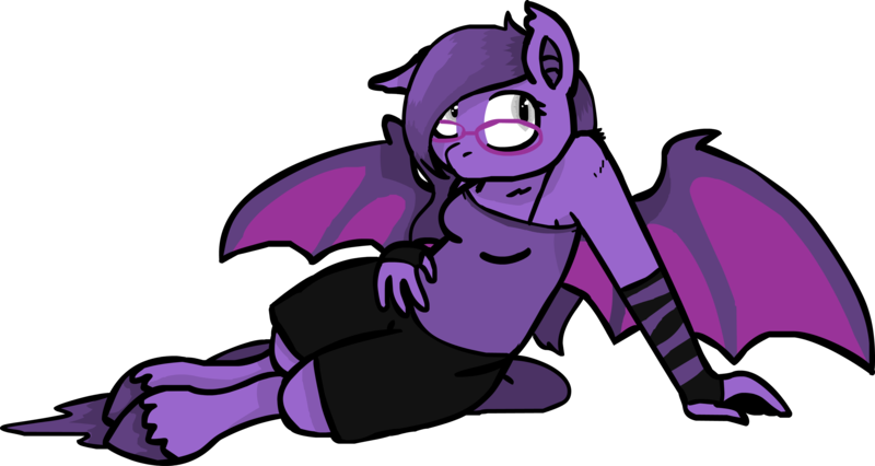 Size: 3637x1935 | Tagged: safe, artist:ravenquill, derpibooru import, oc, oc:raven quill, unofficial characters only, anthro, bat pony, unguligrade anthro, anthro oc, female, glasses, solo, unshorn fetlocks