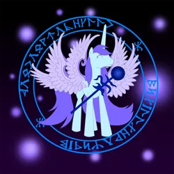 Size: 1000x1000 | Tagged: safe, artist:sudro, derpibooru import, ponified, alicorn, pony, seraph, seraphicorn, magic circle, multiple wings, sariel, touhou