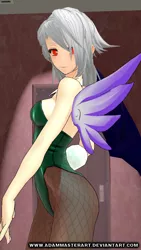 Size: 720x1280 | Tagged: 3d, artist:adammasterart, bunny suit, busty eris, clothes, derpibooru import, discord, eris, female, human, humanized, leotard, mmd, rule 63, solo, solo female, suggestive