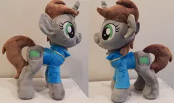 Size: 1024x611 | Tagged: safe, artist:plushypuppy, derpibooru import, oc, oc:littlepip, unofficial characters only, pony, unicorn, fallout equestria, fanfic, clothes, female, irl, mare, photo, plushie, solo, vault suit