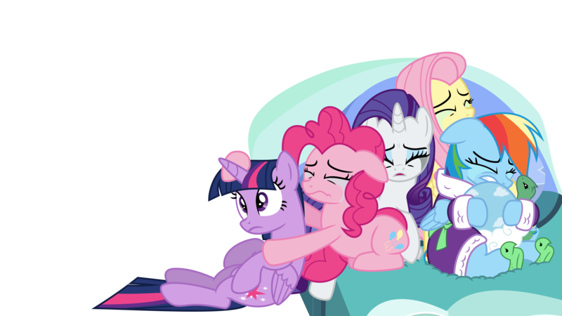 Size: 11200x6300 | Tagged: safe, artist:s.guri, derpibooru import, fluttershy, pinkie pie, rainbow dash, rarity, twilight sparkle, twilight sparkle (alicorn), alicorn, pony, tanks for the memories, absurd resolution, bathrobe, clothes, crying, eyes closed, female, floppy ears, frown, gritted teeth, mare, robe, running makeup, simple background, transparent background, vector, wavy mouth, wide eyes