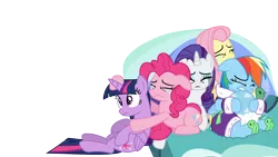 Size: 11200x6300 | Tagged: safe, artist:s.guri, derpibooru import, fluttershy, pinkie pie, rainbow dash, rarity, twilight sparkle, twilight sparkle (alicorn), alicorn, pony, tanks for the memories, absurd resolution, bathrobe, clothes, crying, eyes closed, female, floppy ears, frown, gritted teeth, mare, robe, running makeup, simple background, transparent background, vector, wavy mouth, wide eyes