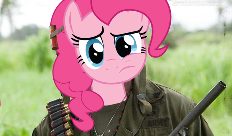 Size: 850x498 | Tagged: derpibooru import, full retard, meme, pinkie pie, safe, tropic thunder, you people