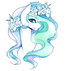 Size: 2488x2708 | Tagged: artist:cristate, derpibooru import, floral head wreath, flower, princess celestia, safe, solo