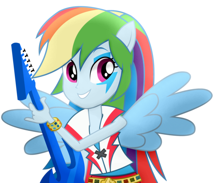 Size: 973x822 | Tagged: safe, artist:nancy-rully, derpibooru import, rainbow dash, equestria girls, rainbow rocks, guitar, ponied up, simple background, solo, transparent background, vector