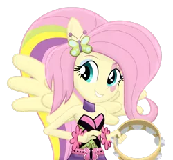 Size: 927x862 | Tagged: safe, artist:nancy-rully, derpibooru import, fluttershy, equestria girls, rainbow rocks, musical instrument, ponied up, solo, tambourine