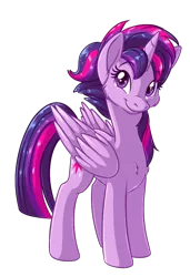 Size: 700x1024 | Tagged: safe, artist:fizzy-dog, derpibooru import, twilight sparkle, twilight sparkle (alicorn), alicorn, pony, alternate hairstyle, cute, female, fluffy, looking at you, mare, punklight sparkle, simple background, smiling, solo, transparent background, twiabetes, vector