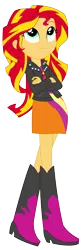 Size: 983x2993 | Tagged: safe, artist:sketchmcreations, derpibooru import, sunset shimmer, equestria girls, rainbow rocks, boots, clothes, crossed arms, inkscape, raised leg, shine like rainbows, simple background, skirt, solo, transparent background, vector