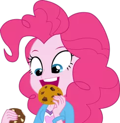 Size: 2769x2835 | Tagged: safe, artist:sketchmcreations, derpibooru import, vector edit, pinkie pie, equestria girls, rainbow rocks, bracelet, clothes, cookie, cute, diapinkes, eating, food, inkscape, jewelry, nom, open mouth, simple background, solo, transparent background, vector, wristband
