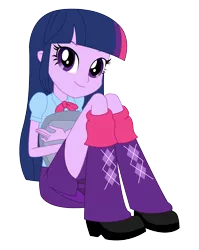 Size: 1340x1683 | Tagged: safe, artist:sketchmcreations, derpibooru import, twilight sparkle, twilight sparkle (alicorn), equestria girls, clothes, cute, faic, happy, inkscape, looking at you, simple background, sitting, skirt, smiling, smirk, solo, transparent background, twiabetes, twiface, vector