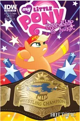 Size: 1040x1576 | Tagged: applejack, artist:tonyfleecs, championship belt, cover, derpibooru import, harsher in hindsight, hot topic, hulk hogan, idw, safe, spoiler:comic29, wrestling, wwe