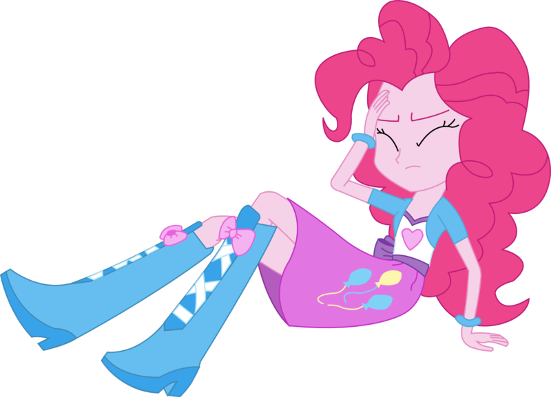 Size: 1501x1083 | Tagged: safe, artist:sketchmcreations, derpibooru import, pinkie pie, equestria girls, rainbow rocks, shake your tail, balloon, boots, clothes, dazed, high heel boots, inkscape, simple background, skirt, solo, transparent background, vector, wristband