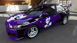 Size: 1920x1080 | Tagged: artist:crystal-eclair, car, derpibooru import, forza motorsport 5, mitsubishi, mitsubishi lancer, mitsubishi lancer evolution x, rarity, safe, solo