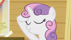 Size: 700x394 | Tagged: animated, bloom and gloom, cute, derpibooru import, diasweetes, food, marshmallow, safe, screencap, squishy cheeks, sweetie belle, sweetie belle is a marshmallow too